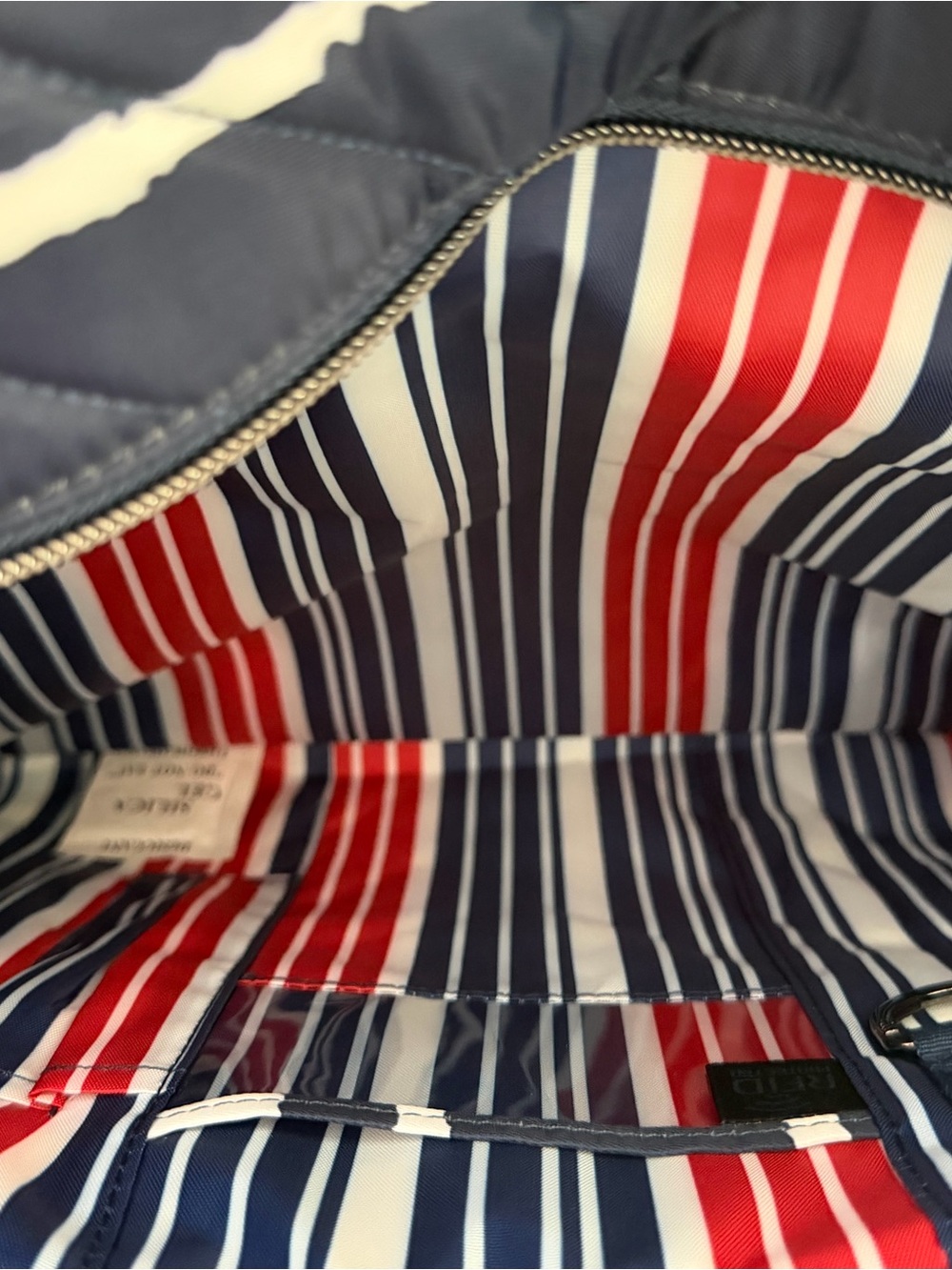 lug Paddle Navy Stripe Quilted Tote Bag - Picture 4 of 7
